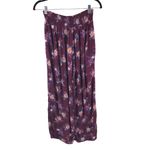 Xhilaration Womens Pants Pull On Wide Leg Crinkled Floral Purple M Photo 1