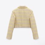 ZARA  New Bloggers Fav Luxury Cropped Textured Lapel Collar Long Sleeves Size M Photo 2