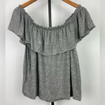 Current/Elliott ‎ Gray Convertible Off the Shoulder One Shoulder Ruffle Top Photo 5