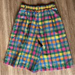 Vintage TanJay Rainbow Checkered Gingham High Rise Pleated Shorts Colorful Plaid Blue Size XS Photo 8