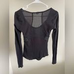 We The Free  Stonewash Black Mesh Long Sleeve Top Free People (XSmall) Photo 1