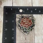 Vintage S.S.I. Enamel Inlay Rose Flower Heart Photo 8