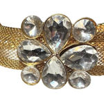 Gold Mesh Bracelet with Clear Gemstone Accents Photo 0