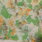 Vintage polyester short sleeve shirt graphic birds‎ cottage house rave Y2K 90s Orange Photo 3