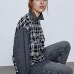 ZARA Denim Tweed Button-Front Jacket Photo 1