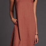 Anthropologie Mauve by  Daphne Embroidered Honey Brown Midi Dress Photo 0