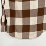 Old Navy  Flannel The Boyfriend Shirt Brown Cream Neutral Oversized Size M Photo 7