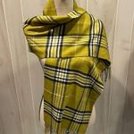 Cute citron avocado plaid stripe super soft scarf 13x74 fringe Yellow Photo 0