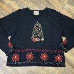 Woolrich Vintage  Wool Holiday Sweater Womens Medium Embroidered Christmas Black Photo 0
