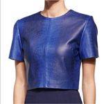 Zac Posen  Croc Embossed Leather Crop Top‎ Blouse Sz 8 NWT $990 MSRP Photo 0