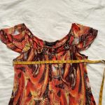 Ashley Stewart Y2K Orange and brown floral print plisse peasant blouse Photo 2