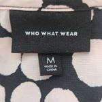Who What Wear  Black and Pink Polka Dot Shirt Dress Size Medium Polka Dot Mini Photo 6
