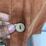 Nicole Miller  L orange Rust Button-Front Midi Skirt 100% linen elastic waist tie Photo 6