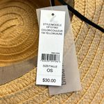 Lord & Taylor NWT Yellow and Tan Pom Pom Paper Beach Sun Hat One Size Photo 6