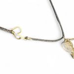 Gold Black Handmade Shoe Necklace With Heart Wire Closure Photo 2