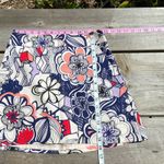 EXPRESS Cream Navy Blue Peach Red Floral Print A-Line Skirt NEW NWT Sz 2 Photo 3