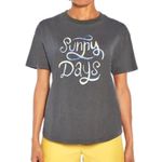 Wildfox Smoke Gray Soft Airy Slub Word Graphic “Sunny Days” Shirttail Hem Tshirt Photo 0