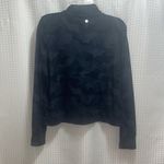 Yogalicious Women's black camo print long sleeve 1/4 zip pullover top. Photo 3