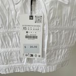 ZARA NWT Organic Sweetheart Ruffle Bow Smocked Cropped Tank Top in White - S Photo 6