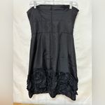 Max and Cleo Rosette Trim Strapless Taffeta Dress Sz 4 Black Photo 6