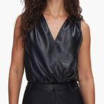 Good American  Better Than Leather Faux Leather Wrap Bodysuit Black, Size XL NWT Photo 0