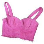 ZARA  Pink Tweed Corset Bralette Cropped Top Size Small Photo 0