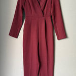 EXPRESS sz 00 Burgundy red deep plunge party jumpsuit Photo 0
