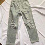 American Eagle AE77 Green Distressed Straight Jeans Photo 3