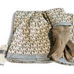 Michael Kors  Tan and White Scarf, Hat, and Glove Set Photo 0