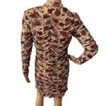 Venus  Cream/Red Rose Print Ruched Long Sleeve Dress Size L Fall 21’ Photo 1