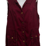 Cato  Drawstring Utility Cargo Military Inspired Vest Burgundy Maroon Red Button Photo 0