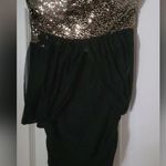 Zanzea NWT  Black Mesh Gold Sequin Sleeveless Ruched Dress Size Small Photo 2