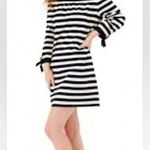 J.Crew Striped Off The Shoulders Navy Muslin Dress Size S Small Bow Tie Photo 1