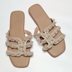 Torrid Pearl Crochet Sandal (WW) Slide-on Flat NWOT S-457 Sz 12WW Photo 2