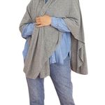 Heather brushed grey ribbed poncho cape wrap layering large open front scarf Gray Size undefined Photo 2