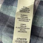 Chico's  Crochet-Detail Gingham Linen Popover Top Beach Boho Modest Mature Prep 0 Photo 7