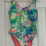 Xhilaration  Green and Blue One Piece Swimsuit with Tie-Dye Pattern Photo 0