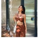 Princess Polly  Elana Crop Top Size 12 US Brown Tan Photo 1