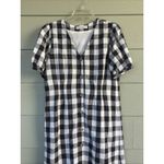Loft Ann Taylor Black White Gingham Plaid Vneck Linen Blend Shirt Dress Women 6 Photo 1