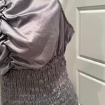 My Michelle  Gray Satin Sleeveless Ruched Floral Top Size Large Witchy Fairy Photo 5