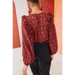 Ulla Johnson Medine Red Patterned Ruffle Silk Blouse US 6 Photo 1