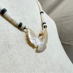 Vintage Southwestern Carved MOP Thunderbird Necklace Stone Heishi Bead Fetish White Photo 2