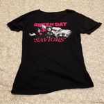 Hot Topic Women’s Black and Pink Graphic Cut Out T-Shirt Size Large Photo 2