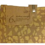 Loft NEW Ann Taylor  Yellow Tan Animal Print Straight Leg Cuffed Cropped Jeans 6P Photo 6