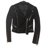 Alice + Olivia Miles Genuine Goat Suede Leather Quilted Zip Moto Jacket Black Photo 0