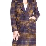 Kensie NWT   Women's Long Plaid Houndstooth Coat with Patch Pockets Woolblend Photo 1