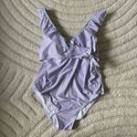 Kindred Bravely Ruffle Wrap One Piece Swimsuit Blue Stripe Maternity Nursing 1X Purple Size undefined Photo 1