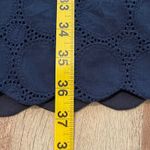J.Crew  Navy Blue Cotton Eyelet Dress V Neck 3/4 Sleeve Scalloped‎ Hem Women's 14 Photo 9