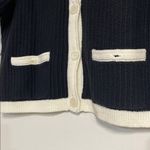 J.Crew  WOMENS SHORT SLEEVE LADY CARDIGAN SWEATER BLACK WHITE LARGE CA470 Photo 4