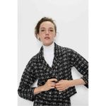 ZARA jewel button double breasted metallic thread knit blazer jacket medium Photo 9